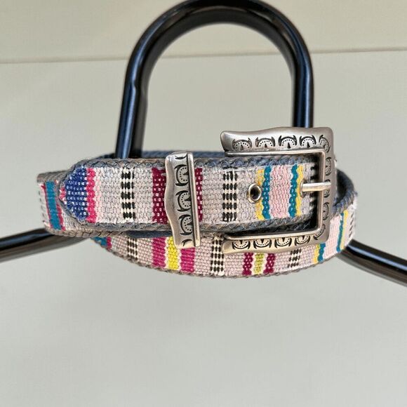 Vintage Elite Southwestern Woven Belt w/ Century Canada Silver Buckle - L - Picture 3 of 8